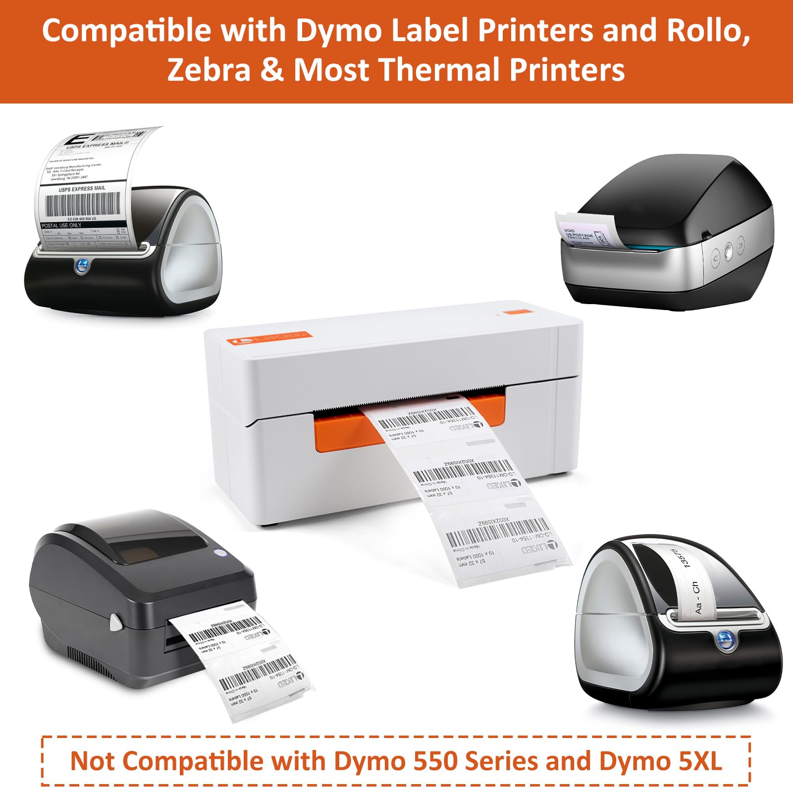 L LIKED 8 Rolls 57mm x 32mm Thermal Labels Compatible with Dymo 11354/30334 S0722540, Multi-Purpose Labels Compatible with Dymo Labelwriter 450, 4XL（1000 Per Roll）