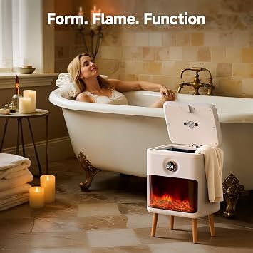 FEPPO Towel Warmer, Large Capacity Luxury Towel Warmers for Bathroom with HearthGlow Display, Rotary Timer Control & LED Countdown, Fits 2 Large Towels, Bathrobes, Blankets, Pajamas
