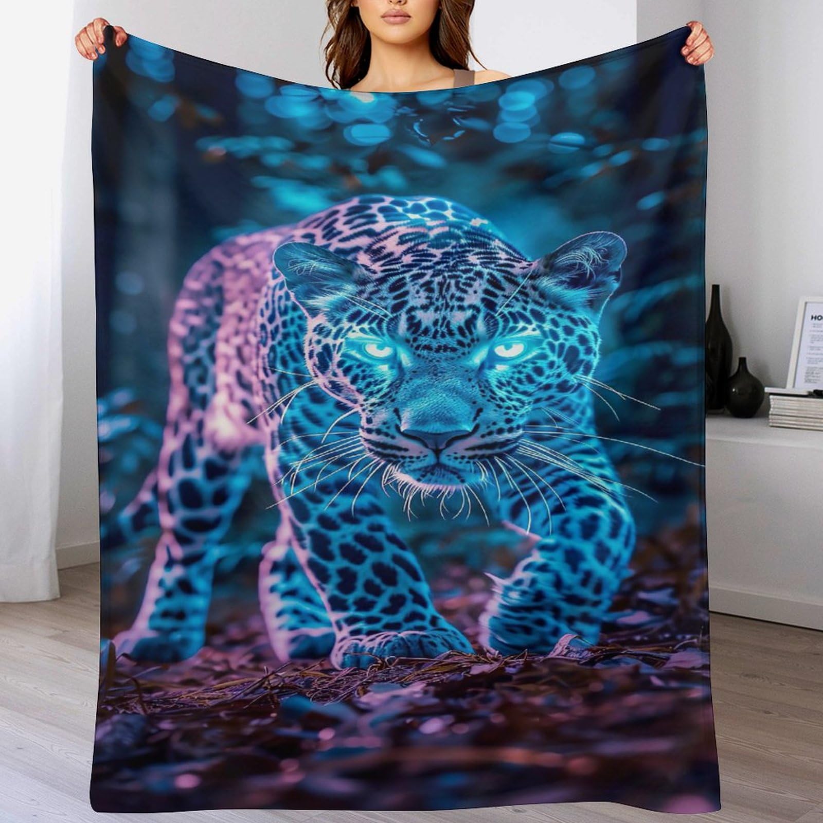 Couverture en léopard plaid polaire chaud toutes saisons pour lit doux