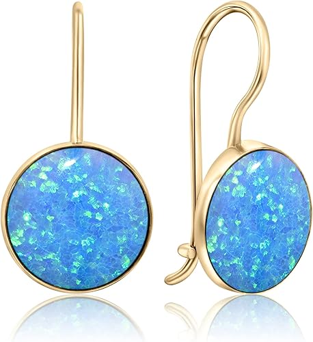 Miniatura 5 de 14K Gold Gemstone Drop Earrings - Birthstone Dangle - Solid Yellow Gold Dangle Earrings - Dainty Handmade Wedding Jewelry - Perfect Bridal or Blue