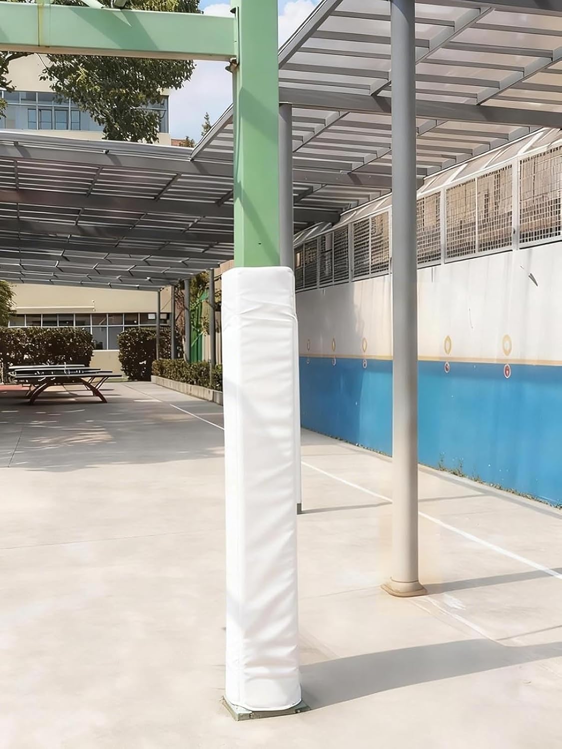 White Square Column Safety Pads, Basketball Hoop Padding Pole, Perfect to Cover Basketball/Football/Basement/Garage/Volleyball Post and Playgrounds
