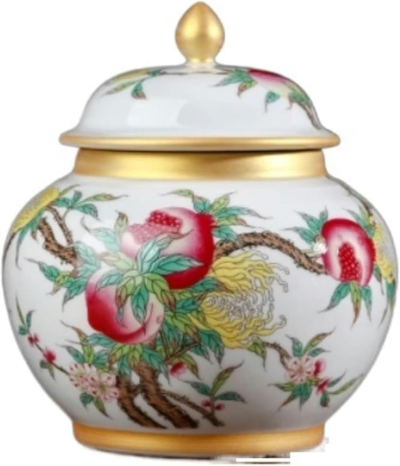 Jengibre Jinger Jarrone With Vintage Ceramic Ginger Lid With Lid, Chinese Tradition Storage Jar, Decorative Porcelain Jars, Jar Of Temple Jar Jes, 20*18*10cm