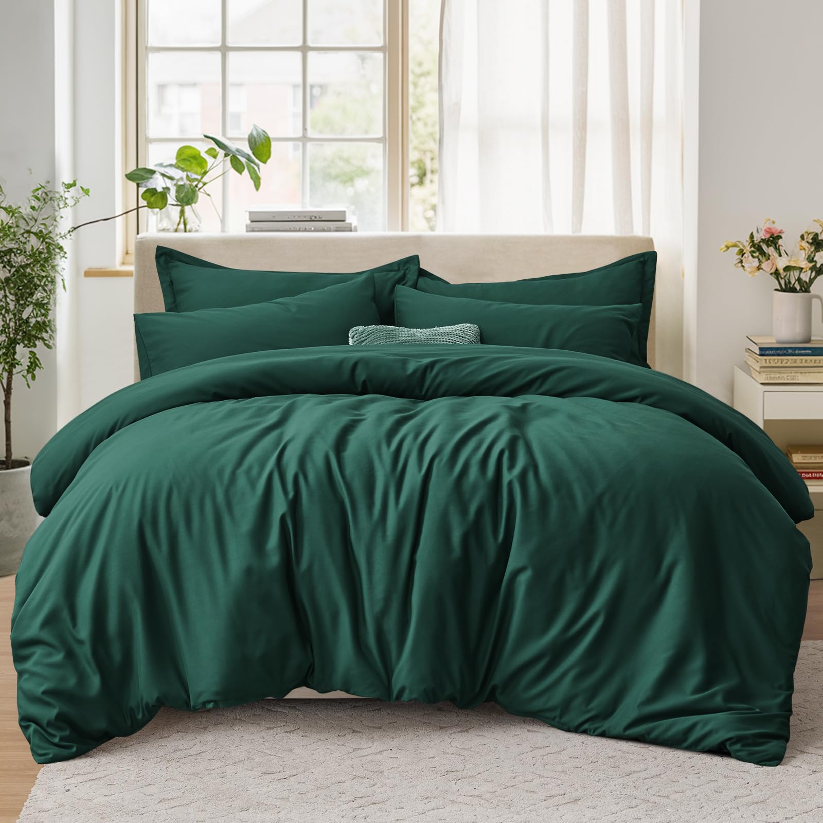 Tifschlaf Super King Duvet Set - Superking Duvet Cover with 2 Pillowcases - Ultrasoft Brushed Microfiber Quilt Cover Bedding Set with Zip Fastening, Emerald Green (260x220) — image 1