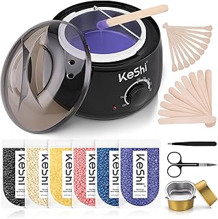 Kit de depilación KeShi Kit de cera para el hogar con 16.8oz 6 bolsas de cera dura para piernas, cara, cejas, bikini, depilación brasileña para mujeres y hombres