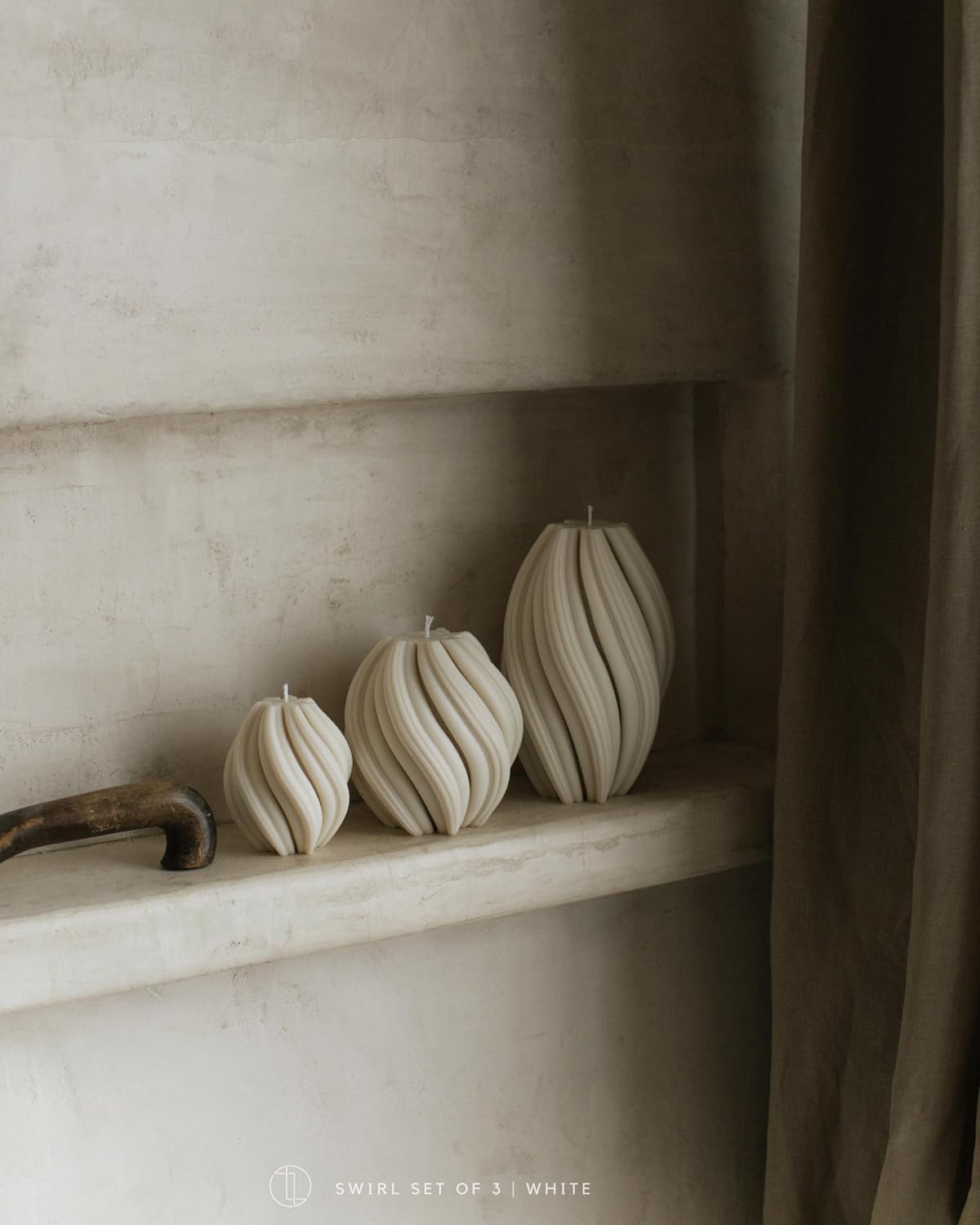 LAWA Swirl Candle - Beautiful Handmade Pillar Scented Soy Wax Twirl Elegant Bubble Aesthetic Candle Housewarming Gift Home Room Shelf Decor Idea Spiral White (Small) - Image 6