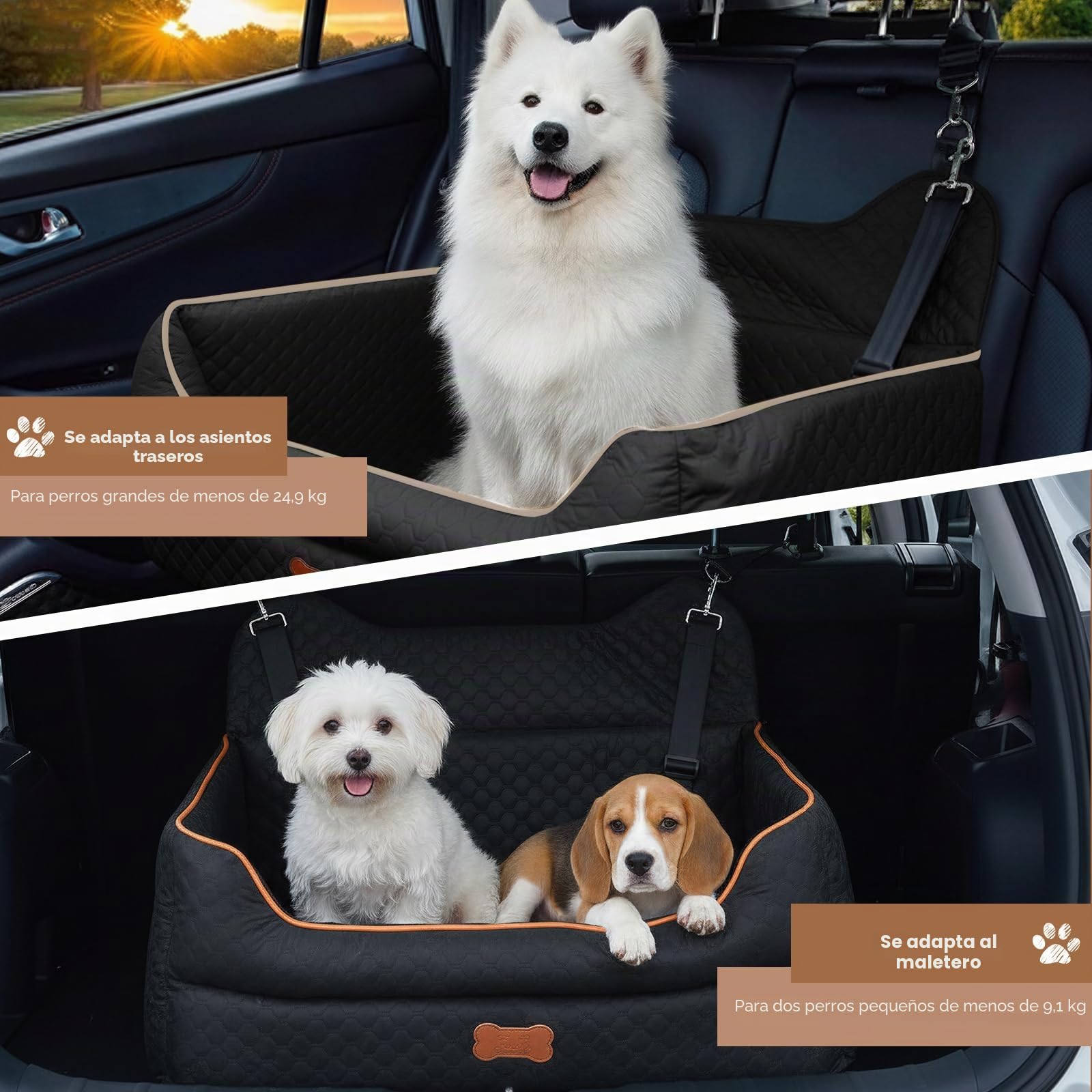 Protector de Asiento de Coche para Mascota, Pecute Asiento de Coche para Perro, Extra Estable Refuerzo de Coche para Perros Grande Mediano Pequeño(70x60x30cm)