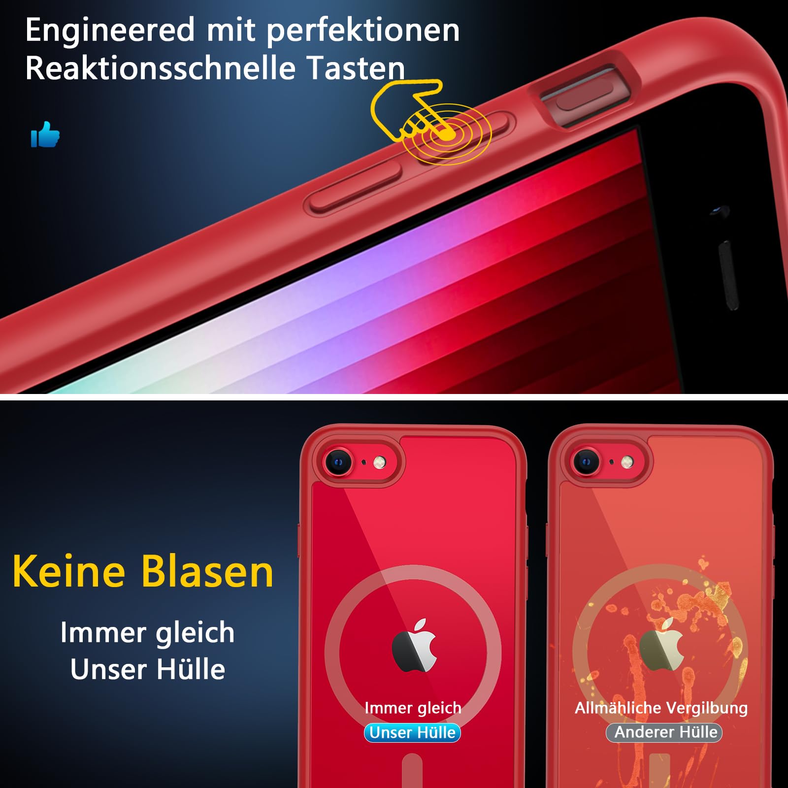 OWKEY Custodia per iPhone SE 2020/2022, iPhone 8/7 – Magnetica Cover Magnetica Compatibile con MagSafe Custodia Protettiva per iPhone SE/8/7 (Rosso)