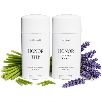 Natural Deodorant 2 Pack for Women & Men | Aluminum Free Deodorant with Essential Oils | Non Toxic Baking Soda Odor Control Bundle | Lavender + Lemongrass | Nurse Formulated | Honor Thy Apothecary