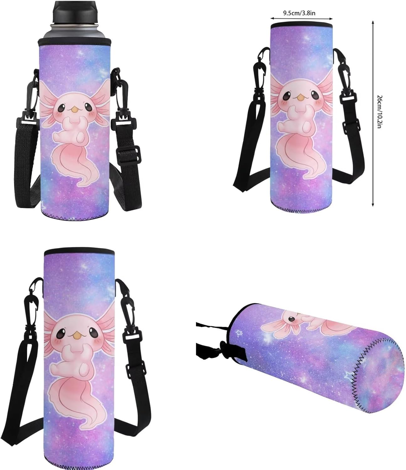 Ystardream Kids Backpack and Lunch Box Set Galaxy Axolotl 6Th Grade Backpack for Girls Multiple Pockets Bookbags with Pencil Case Water Bottle Sleeve for Children Teens Back to School Gift