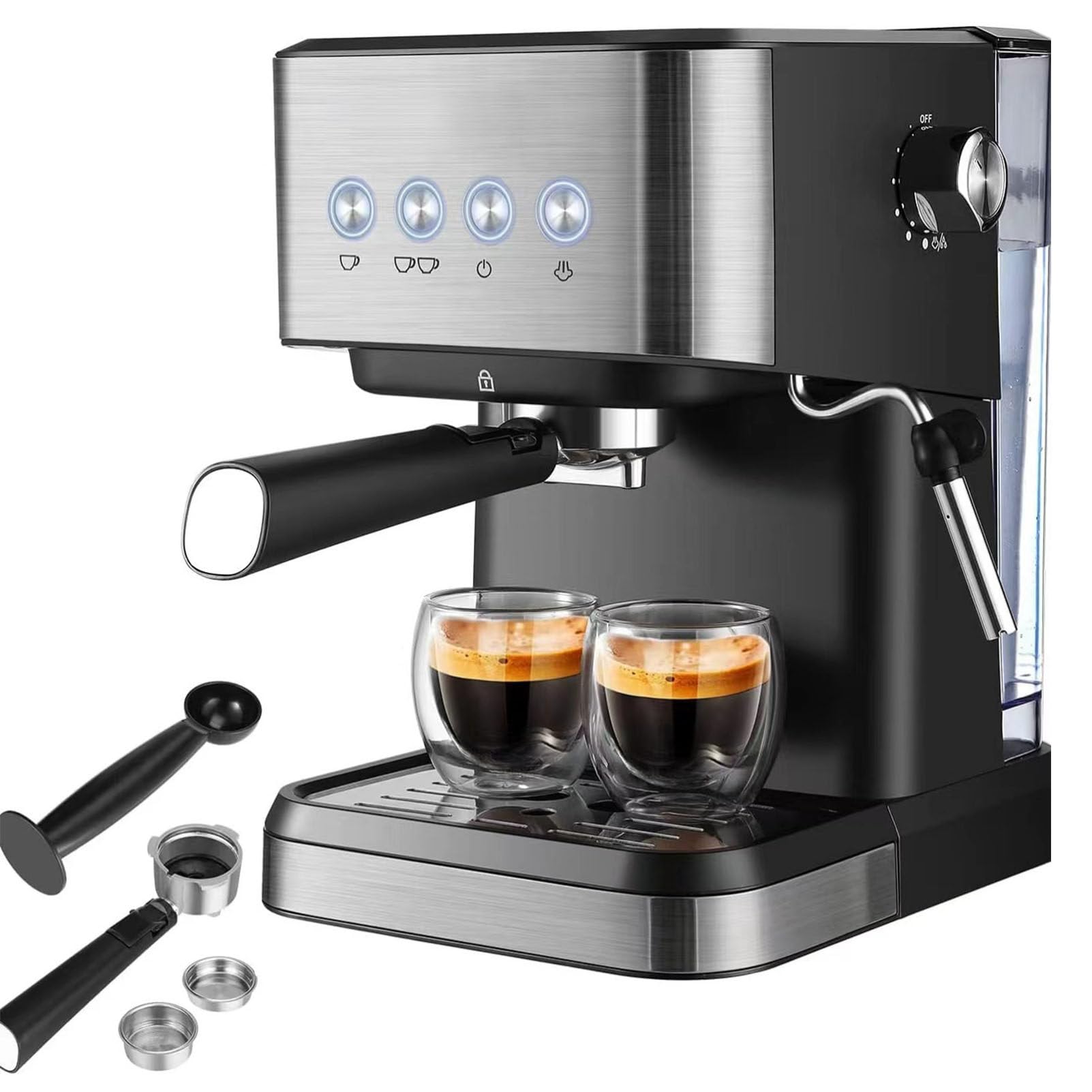 Cafetera automática, máquina de café Espresso de Grano a Taza con 4 Recetas de un Solo Toque, Panel de Control táctil Suave, cafetera Profesional de 1050 W