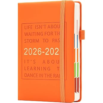 2026-2027 A5 Page a Day Diary from July 2026 to June 2027 Mid Year Planner with Colorful Monthly Tabs Hardback Academic Diary 2026-2027 with Inner Pocket Bookmark