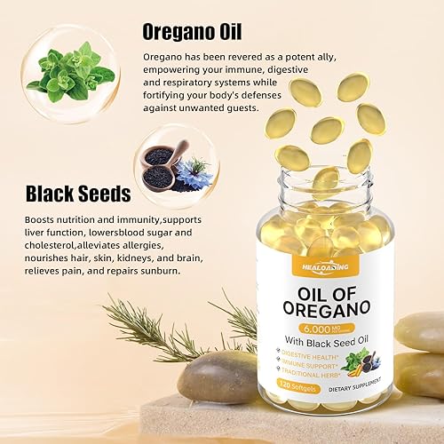 Miniatura 2 de Cápsulas blandas de aceite de orégano orgánico aceite de orégano de 300 mg con 200 mg de aceite de semilla negra El suplemento de orégano es