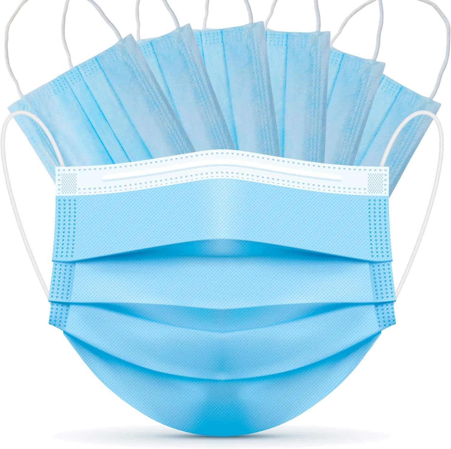 SAFE-T-MASK 3-PLY Disposable mask with ear loops, Breathable Non-woven Dust Filter Face Mask, Breathable and Comfortable for Dust, Pollen Allergens 50 Pack
