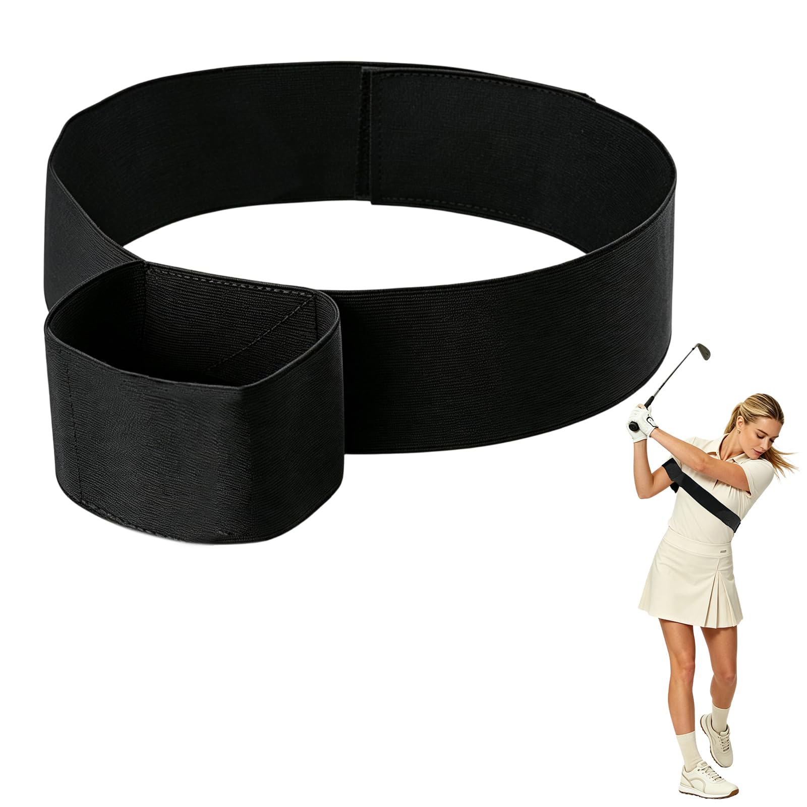 TRS Slider Golf Aid Swing Arm Band, Adjustable Swing Correcting Golf Training Assist Indoor Outdoor, 81cm Nylon Elastic Golf Training Aids Swing Trainer Improve Posture for Beginner Trainer Men Women