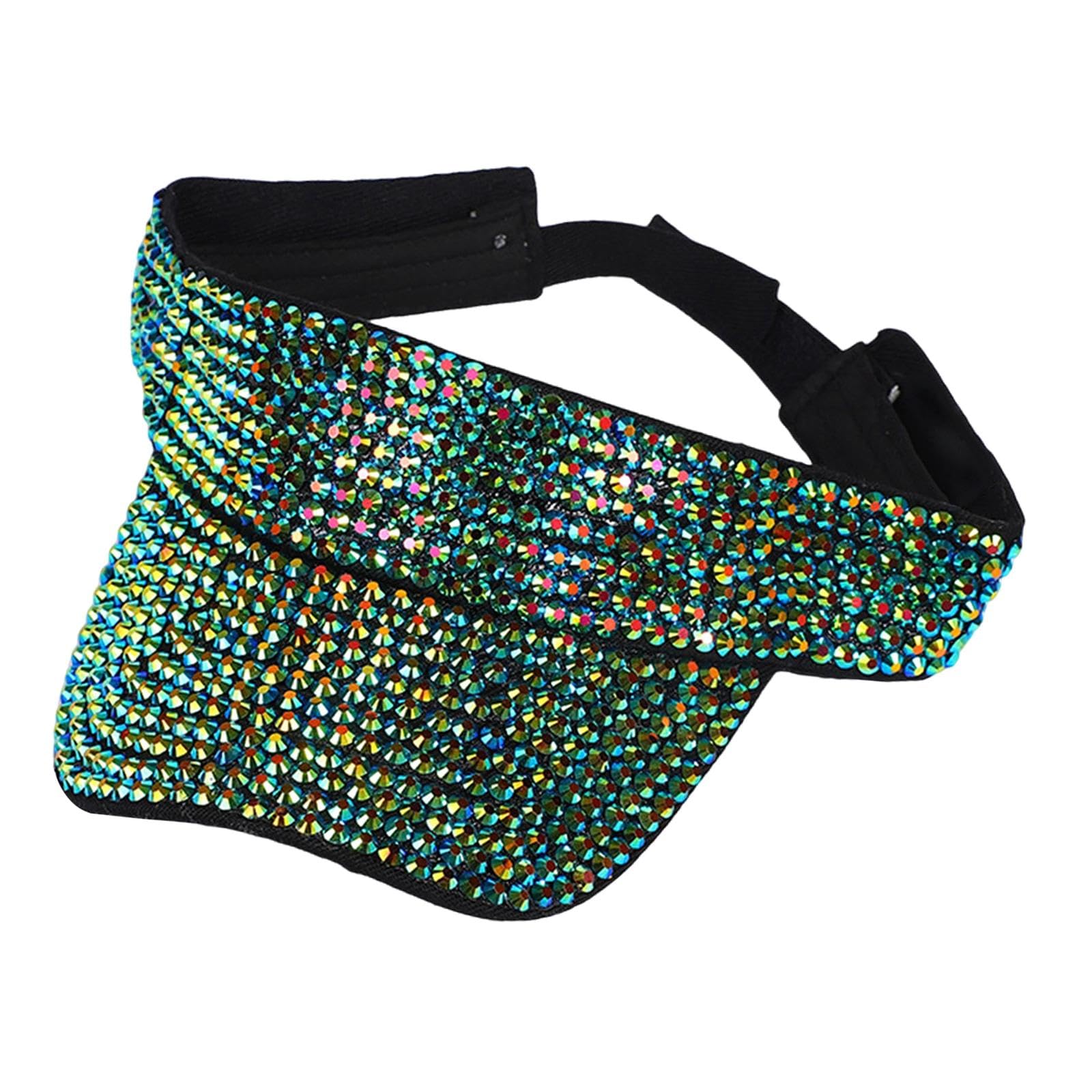 Bling Rhinestones Sun Visor Hat Visor Caps for Adults Women Men Unisex Green-image-21