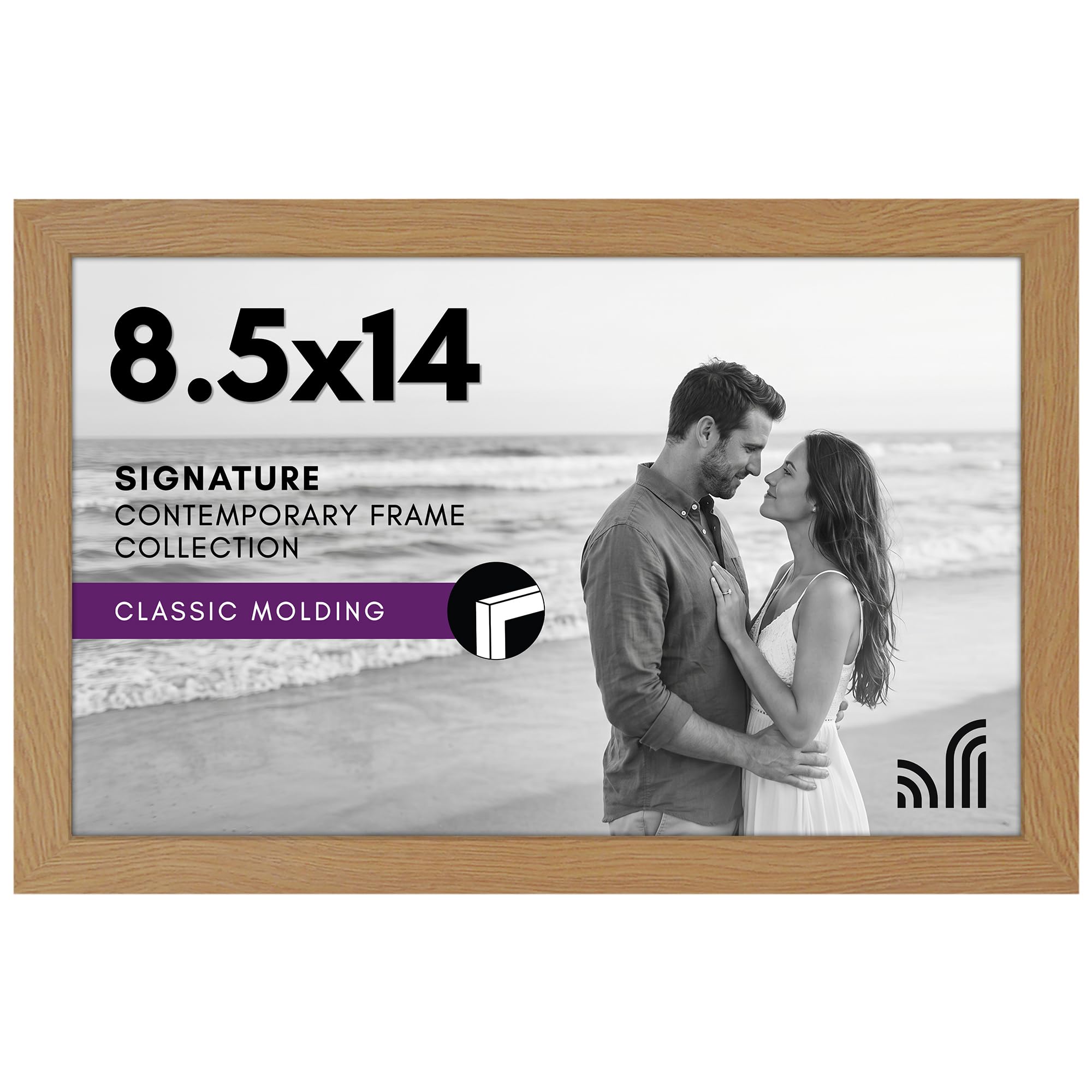 Americanflat 8.5x14 Picture Frame in Dark Oak - Engineered Wood with Shatter Resistant Glass - Horizontal and Vertical Formats for Wall