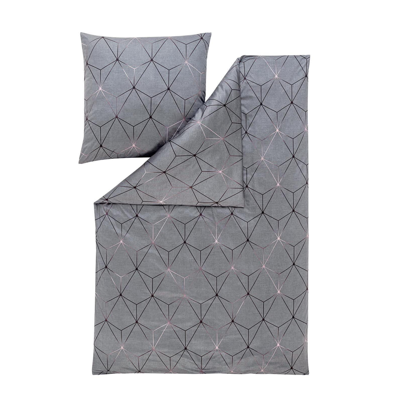 ESTELLA Biancheria Da Letto In Jersey Mako Interlock Tarius - Copripiumino 135x200 + Federa 80x80, Argento