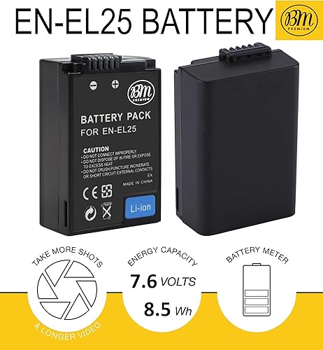 Miniatura 2 de BM Premium Paquete de 2 baterías EN-EL25 de alta capacidad para cámaras digitales Nikon Z30, Z50, Z 50, Z fc