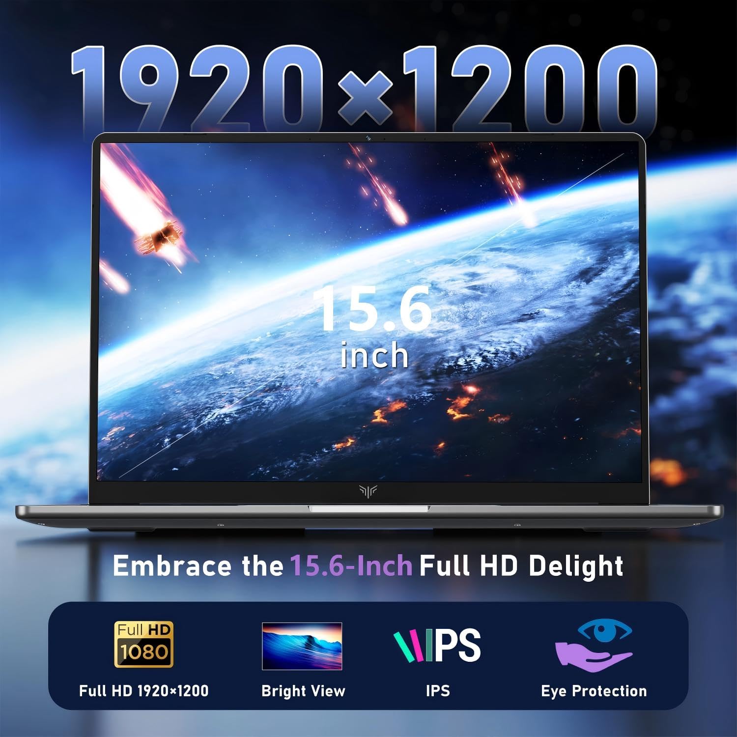 2026 15.6 Inch FHD Laptop 12th Gen N95 Quad-Core (Processor Up to 3.4GHz) - 16GB DDR4 RAM 512GB M.2 SSD, Support Dual-Band WiFi, HDMI,USB 3.2, BT 5.2, 1200 16:9HD Display,5000mAh Long-Battery — view 3