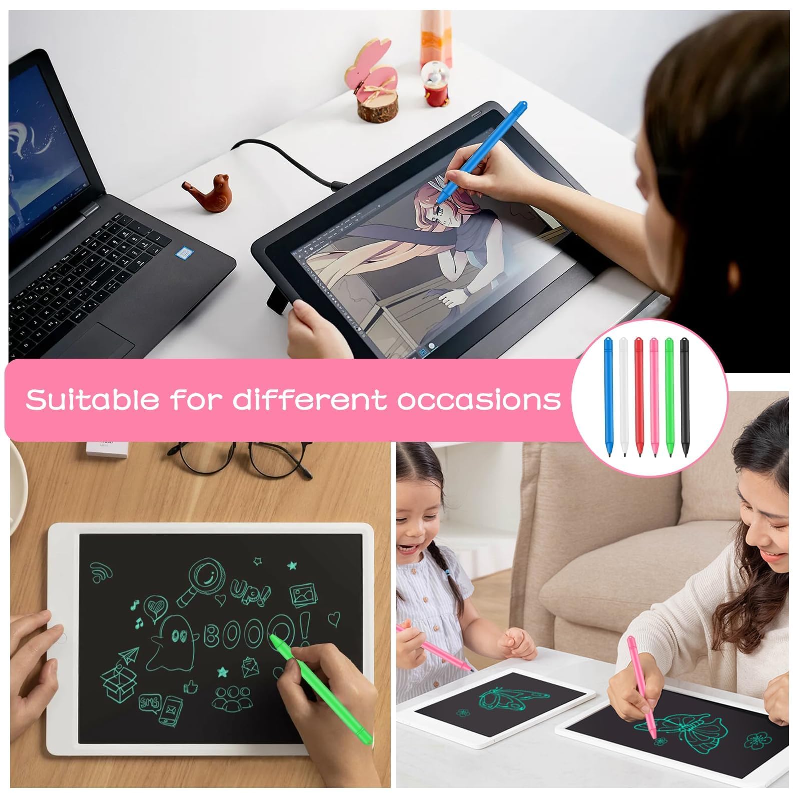 Keyxer LCD Stifte Set - 6 Stück Ersatzstifte Für Schreibtafeln