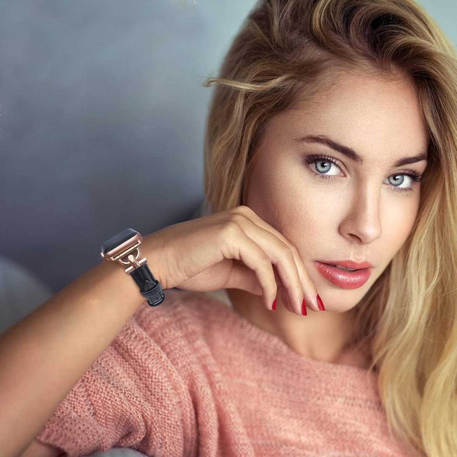 Leather Band Compatible with Apple Watch Bands for Women, Dressy Fancy Strap for iWatch Series 11/10/9/8/7/6/5/4/3/2/1/se(38mm 40mm 41mm 42mm,Black/Rose Gold) - Image 3