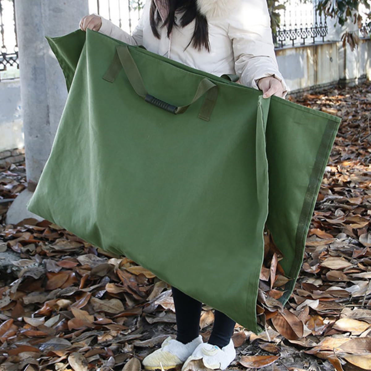 SUPVOX Großer Gartensack mit Griffen Wasserabweisender Faltbarer Laubsammler für Gartenabfälle und Rasenschnitt Robuste Aufbewahrungstasche für Garten Balkon und Terrasse Wiederverwendbar