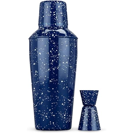 Foster & Rye Camping-Style Enamel Cocktail Shaker and Double Jigger Set