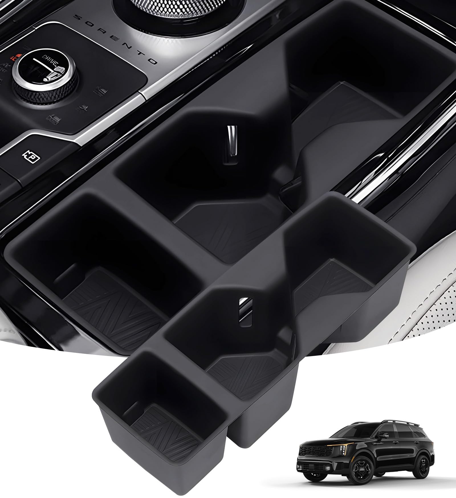 Center Console Cup Holder Inserts for KIA Sorento 2026 2025 2024 2023 2022 2021, Interior Accessories TPE Car Cup Holder for 2021-2026 Sorento, Black