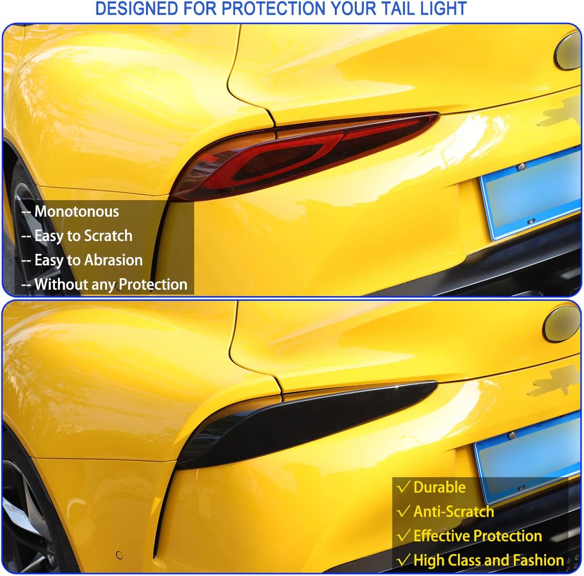 Car Taillight Cover Fit for Toyota Supra GR A90 A91 MK5 2019-2026, Smoked Taillight Shell Trim Cover, Rear Tail lamp Decorative Protection Trim, 2Pcs, Transparent Gray