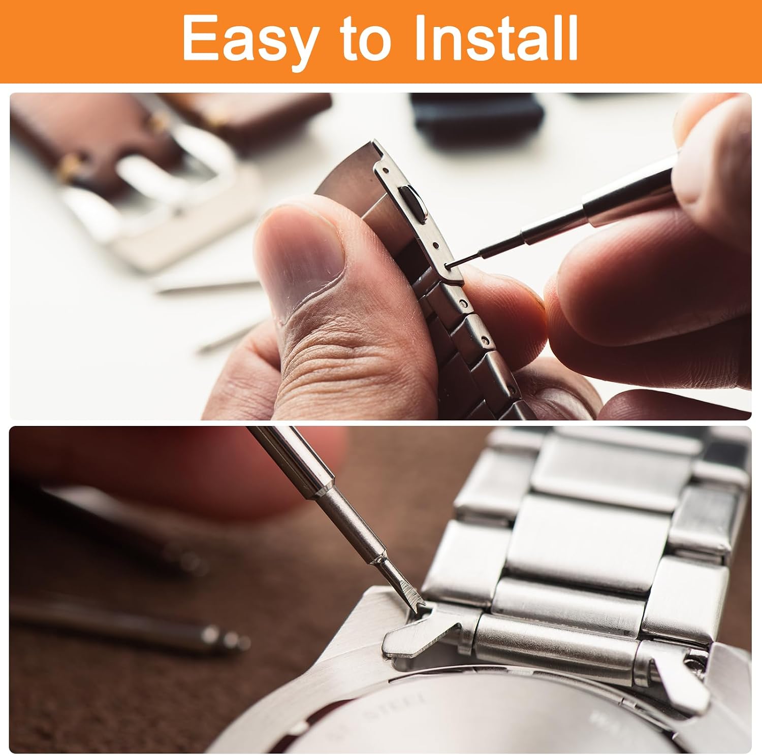 uxcell Watch Spring Bar Pins, Stainless Steel Watch Band Link Pins Spring Bars Repair Tool Metal Chain Leather Strap Watch image 4