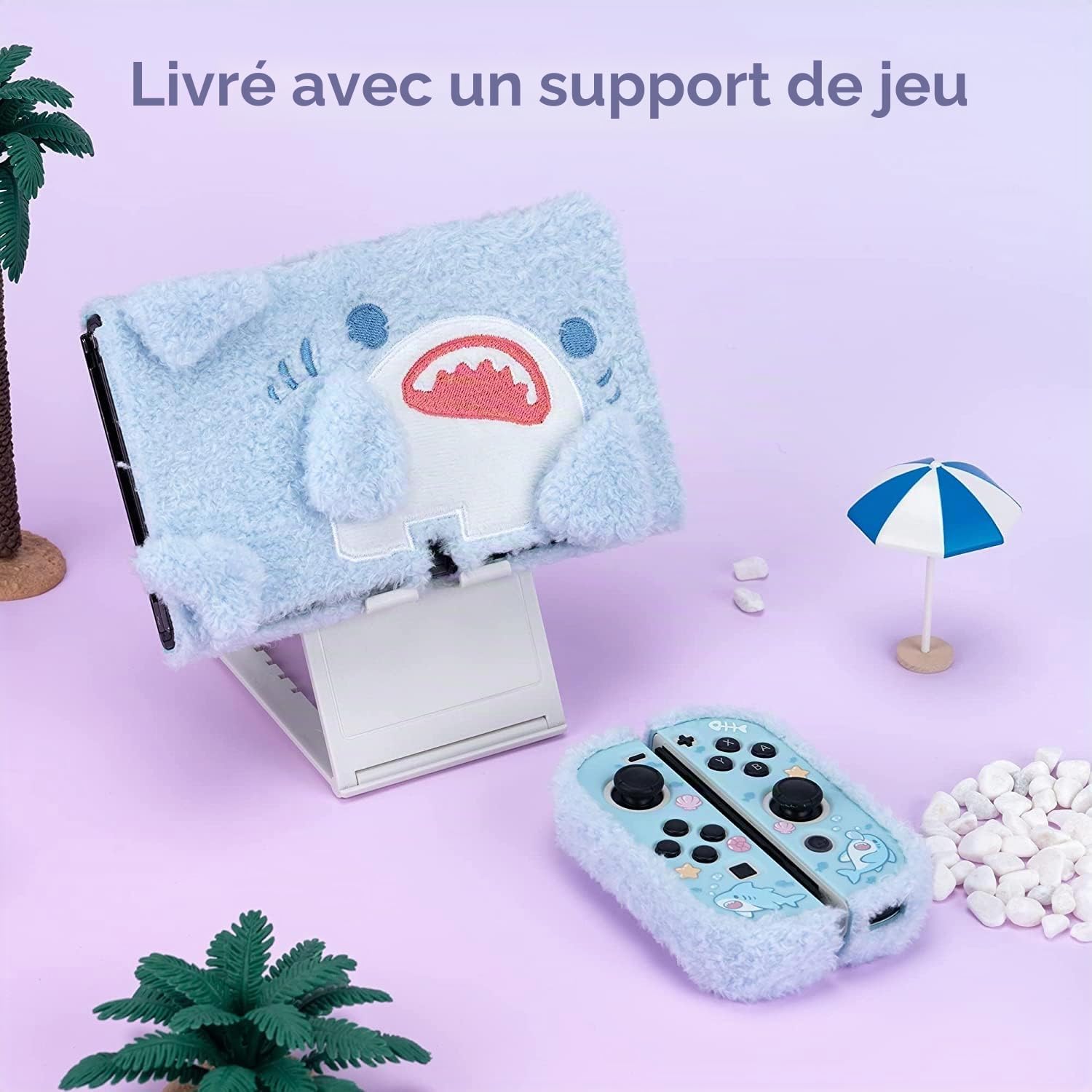 GeekShare Cute Plush Case - Étui Absorbant Les Chocs et résistant aux Rayures Compatible avec la Console Switch OLED et Joy Con - Plush Shark
