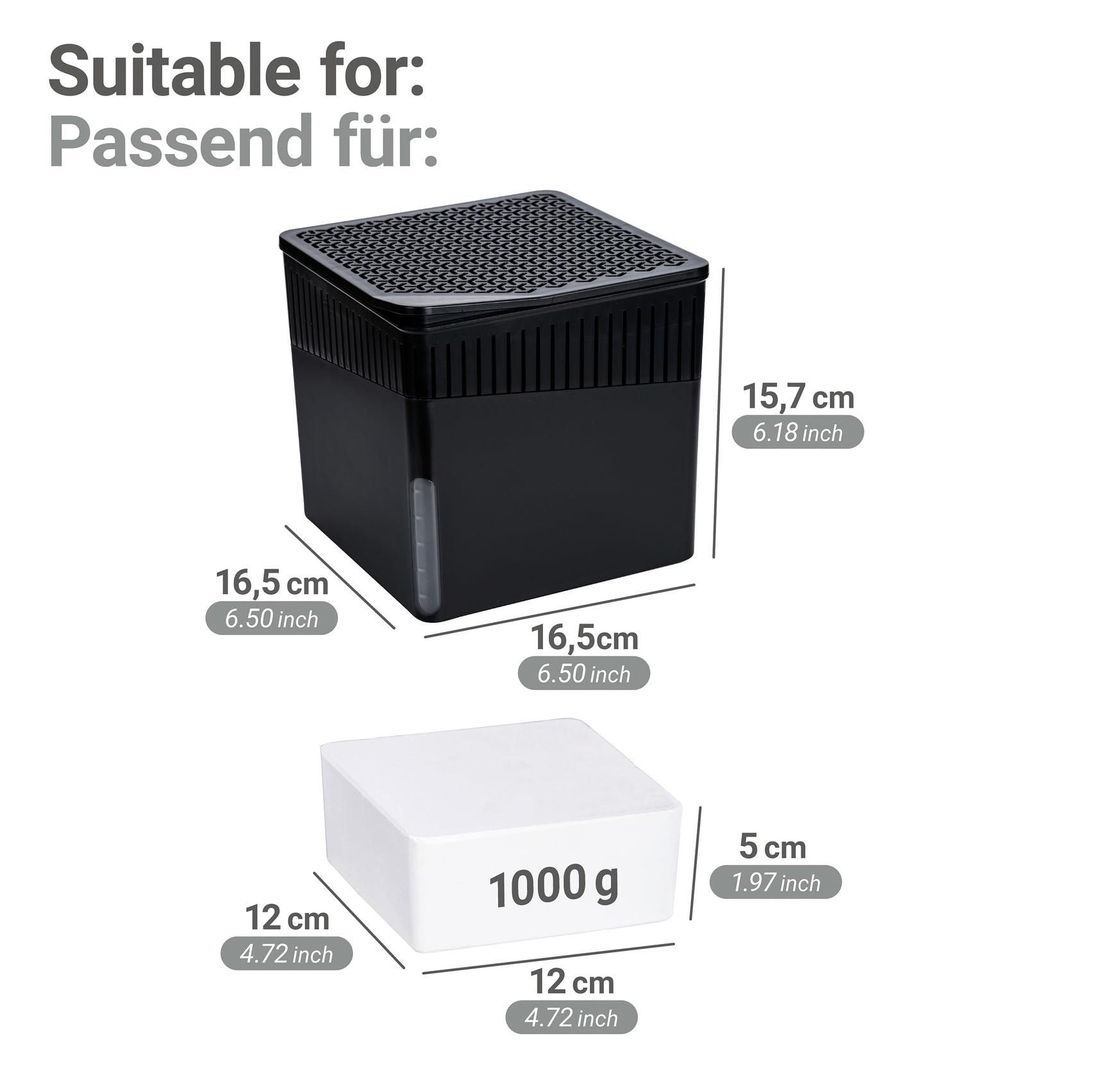 Raumentfeuchter Mod. Cube Nachfüller 1000 g, 6er Set, Für Räume bis 80 m³, Calciumchlorid, 12 x 5 x 12 cm