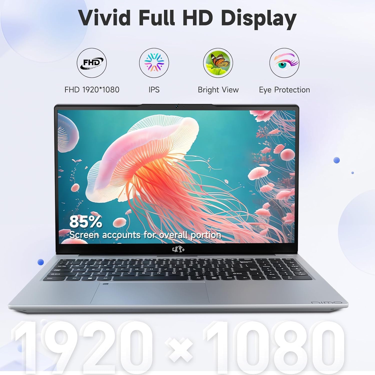 NIMO 15.6" IPS FHD-Business-Laptop, Intel 6 Core I3-1215U 8GB RAM 256GB Ssd Beat I5 1135g7 Up To 4 4ghz Computer With Backlit Keyboard Fingerprint 65w Type C Wi Fi 6 Numpad Win 11-1023841