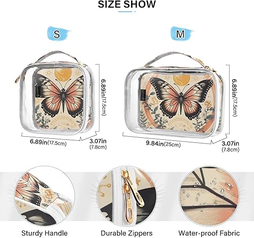 Miniatura 4 de Y2k Butterfly Vintage Clear Toiletry Bag for Traveling,2 Pack Makeup Cosmetic Bag with Zipper,Travel Bag for Toiletries,Travel Essentials 21214765