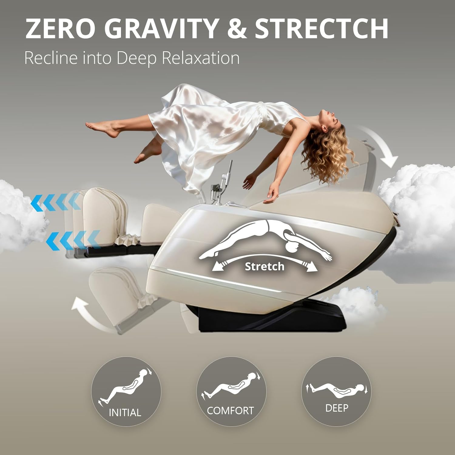 4D Massage Chair Full Body Zero Gravity 55" 166° Flexible SL-Track with Body Scan, Stretch, 36 Airbags, Heat - Shiatsu Knead, Foot & Calf Massage, Voice Control, 18 Auto Modes & 11 Techniques (Beige)