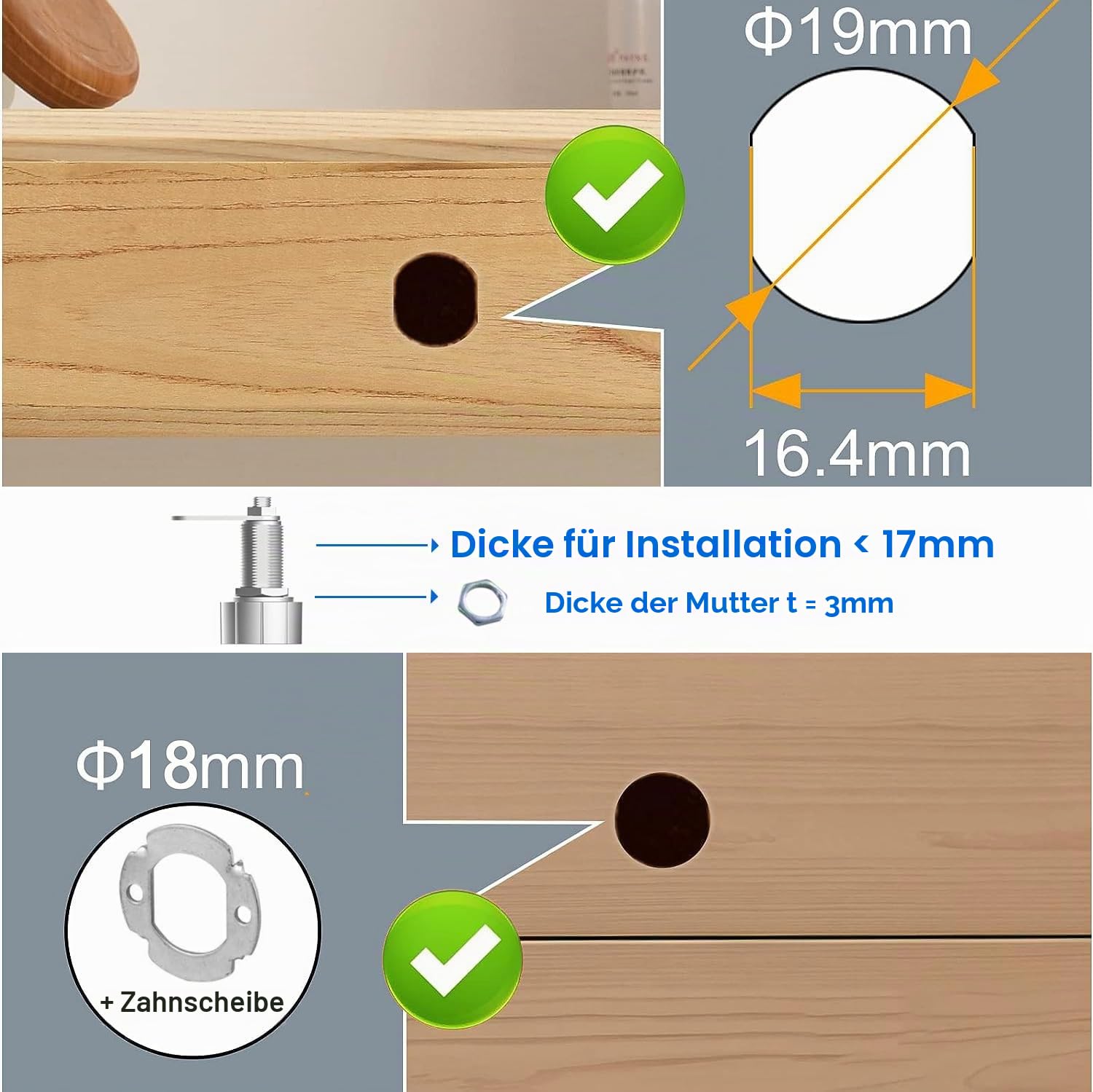 Fingerabdruck Schubladen schloss eLinkSmart Phone App Kabinett schloss 20MM (17MM) Biometrisches Nockenschloss mit 3-Größen Rohr​ Cam 20 Fingerprints 1000+ App Benutzer unterstützt iOS Watch