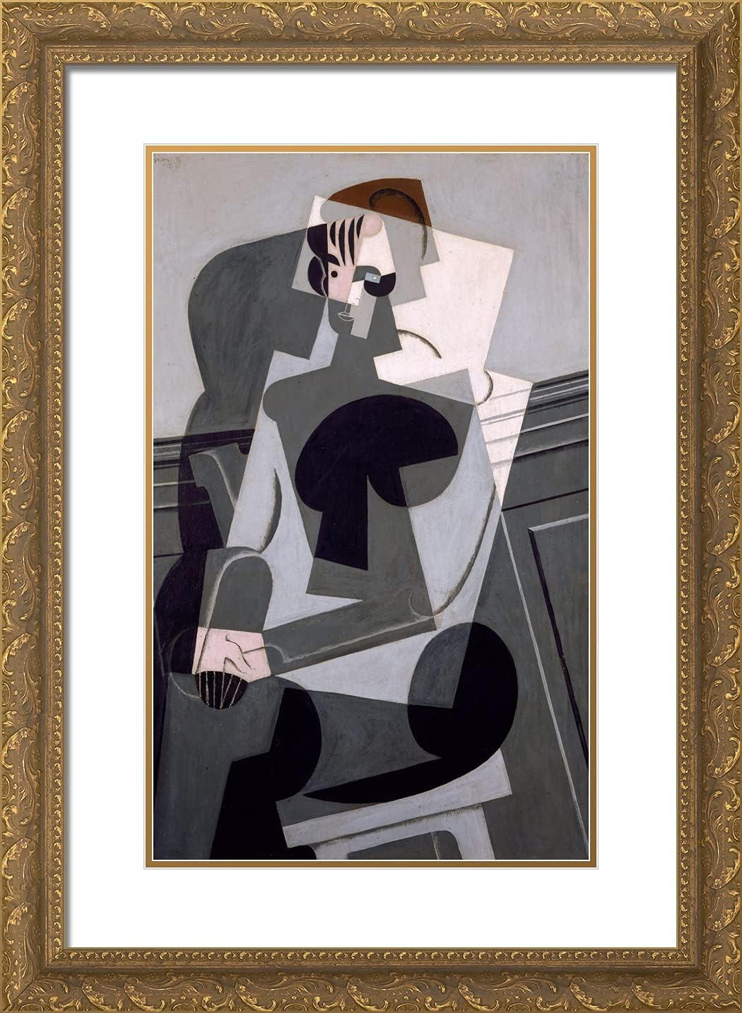 ArtDirect Gris, Juan 18x24 Gold Ornate Framed Art Print with Double Matting Titled: Portrait of Madame Josette Gris