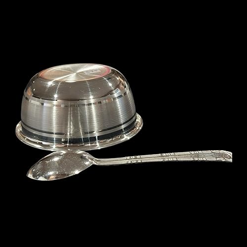 Miniatura 8 de 999 Pure Silver - Cuenco y cuchara de 4.3 pulgadas para niños/adolescentes, juego de 4.3 pulgadas #01