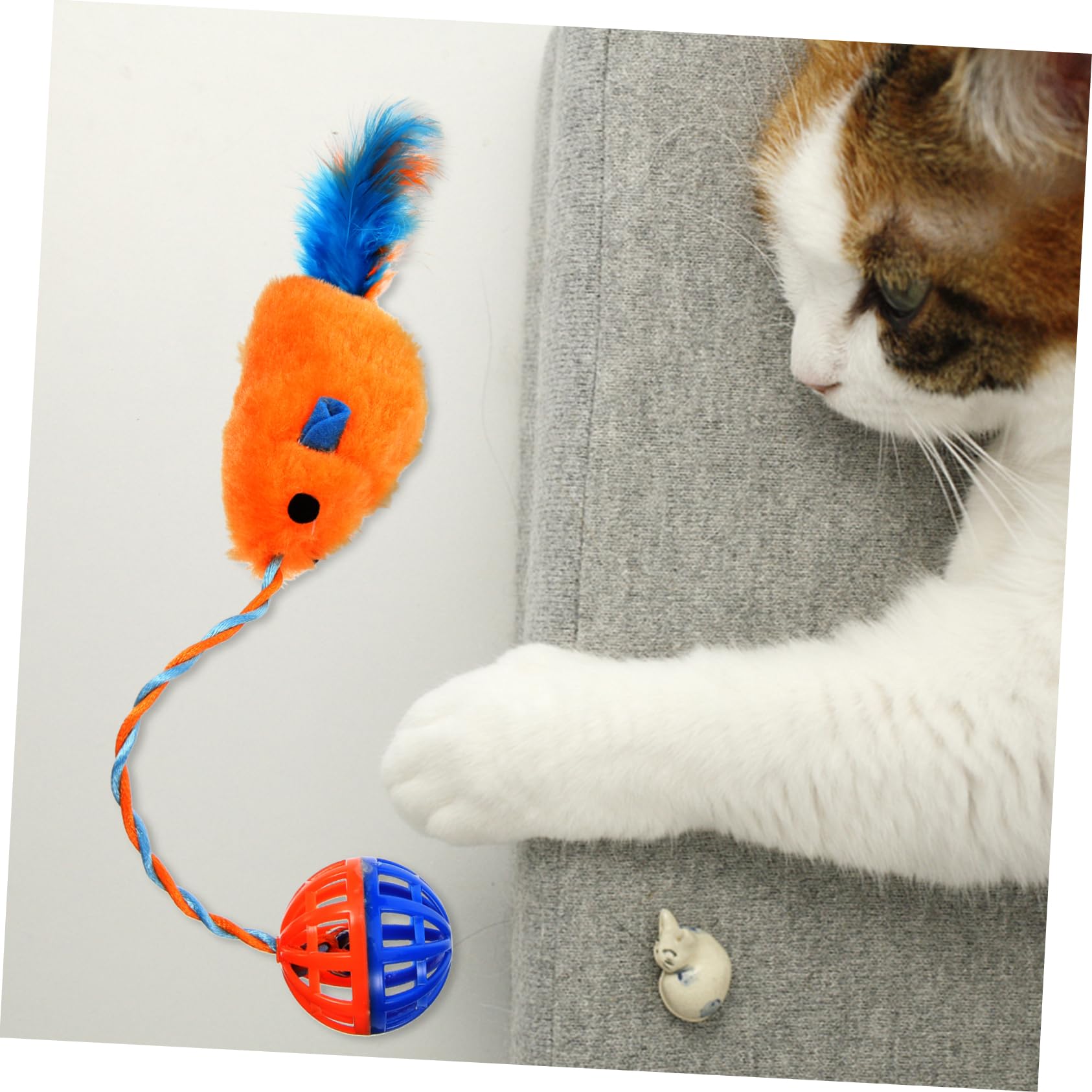 TOYANDONA Jouet Interactif Soulage L'ennui pour Chaton en Peluche et Plastique avec Clochette, Résistant aux Morsures pour Jeu Intérieur et Entraînement