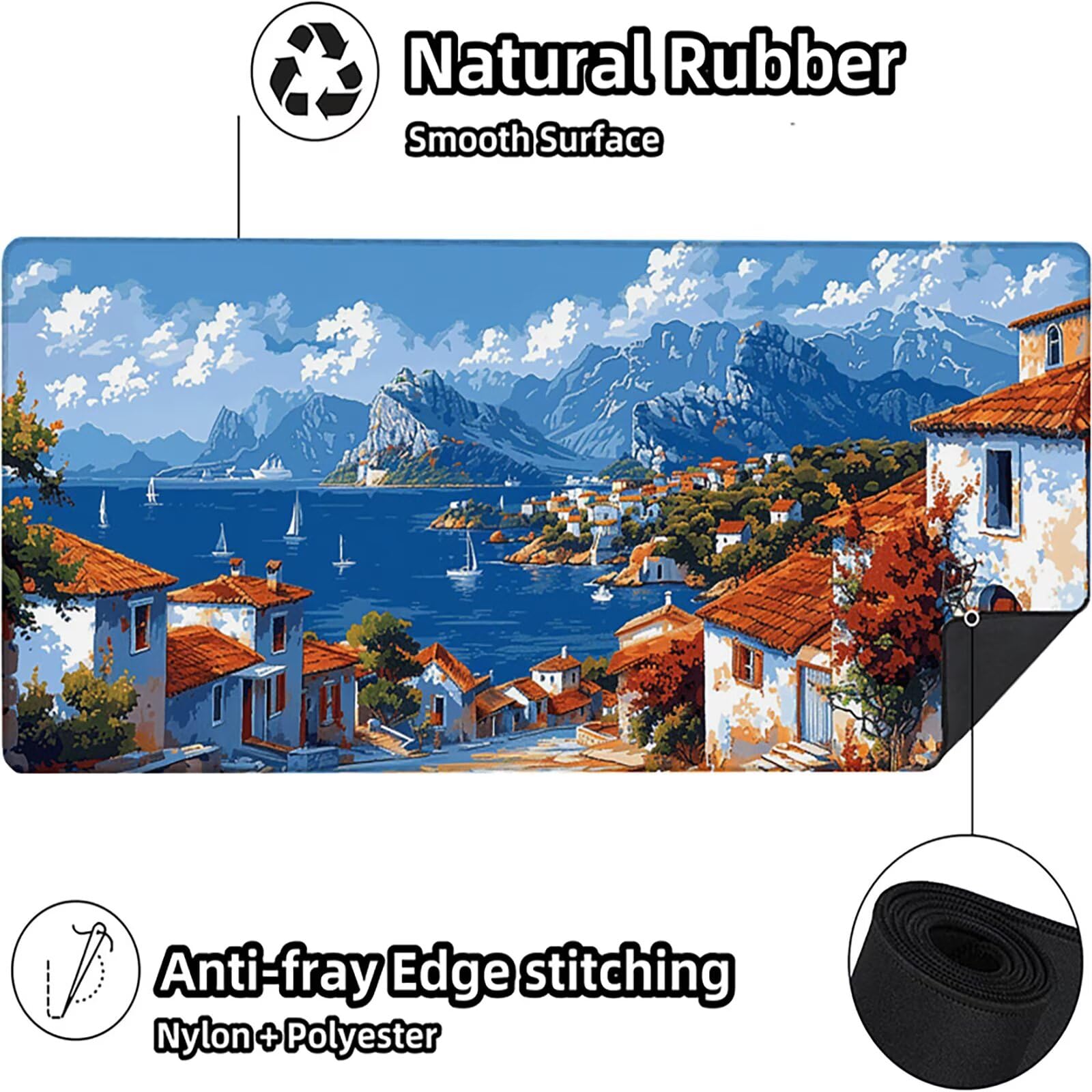 Paisaje Alfombrilla Ratón Gaming XXL 1500x800x3mm, Alfombrilla Gaming Azul Mousepad con Base de Goma Antideslizante, Impermeable Desk Mat para Teclado y Raton, Accesorios Gaming Regalos de Hombre P-C
