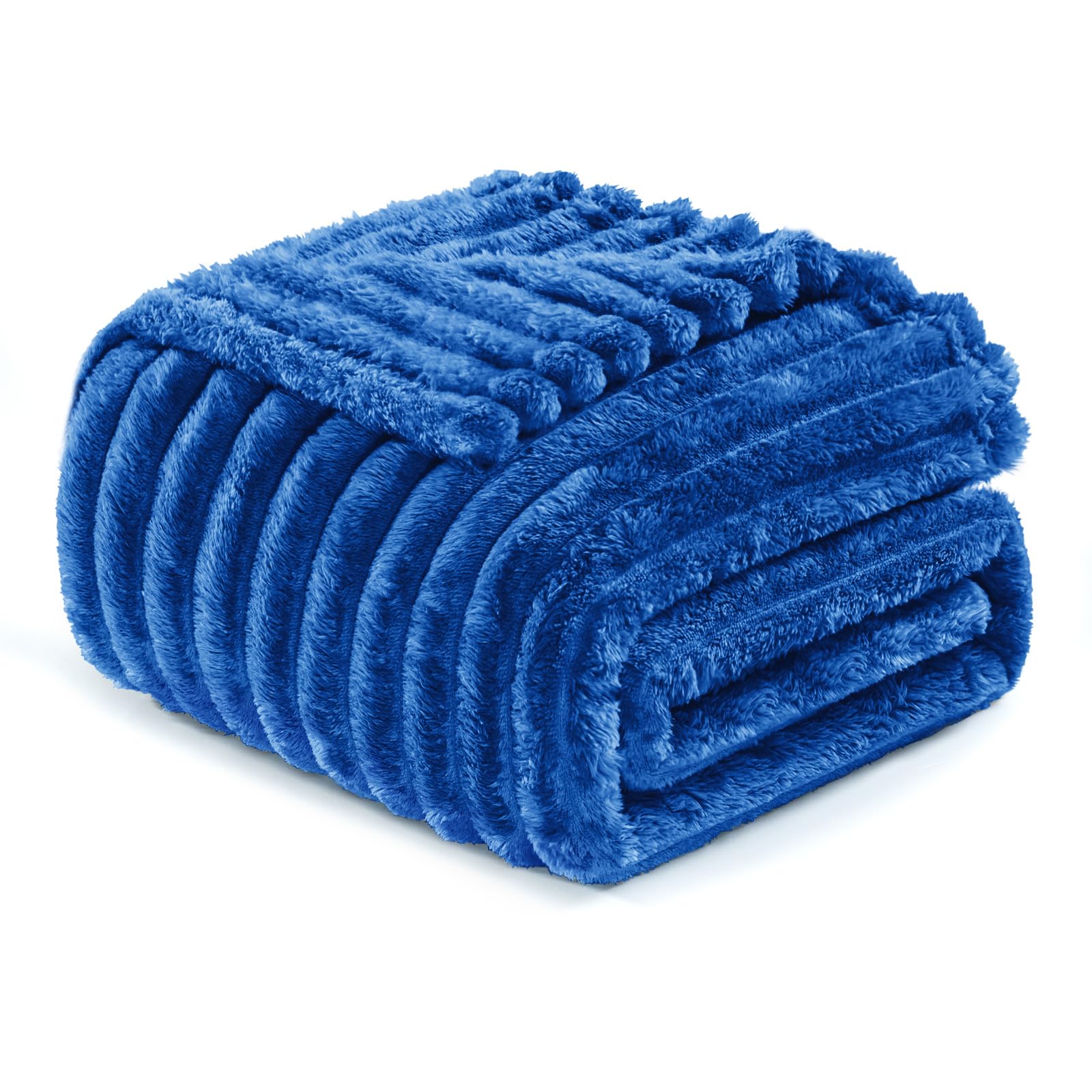 Exclusivo Mezcla Fleece Throw Blanket for Sofa Super Soft Striped Jacquard Bed Blanket