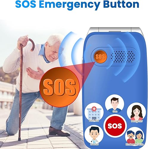 Miniatura 6 de Mosthink Teléfono celular 4G desbloqueado para personas mayores con tarjeta SIM de Speed Talk, teléfono celular básico SOS Big Button para ancianos,