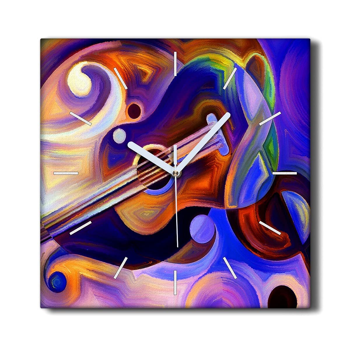 Horloge sur toile 30x30cm de salon décoration murale musique violon horloge sans tic-tac