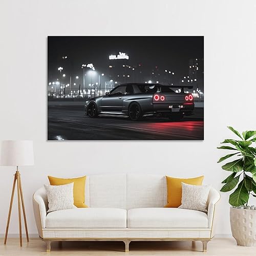 Miniatura 4 de Póster de escena nocturna de ciudad Jdm Car R34, lienzo decorativo para pared, pósteres e impresiones para dormitorio, sala de estar, decoración