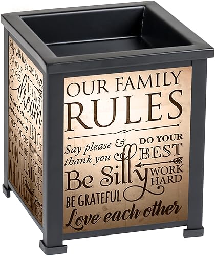 Miniatura 3 de Elanze Designs Family Rules Love Each Other Dream Big Black Metal Electrical Wax Tart & Oil Glass Lantern Warmer