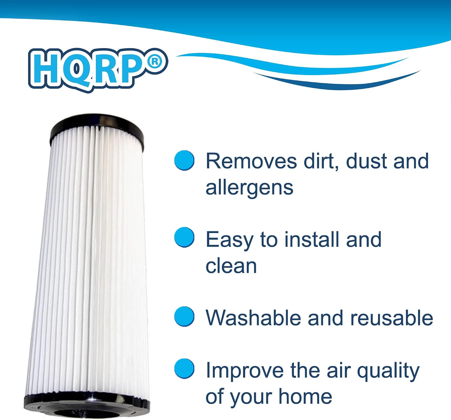 HQRP 2-Pack Filter compatible with Dirt Devil M088155 088155 Featherlight, M088161HD 088161HD M088162HD 088162HD M088110 088110 M088110HD 088110HD Breeze Bagless Upright Vacuum Cleaner