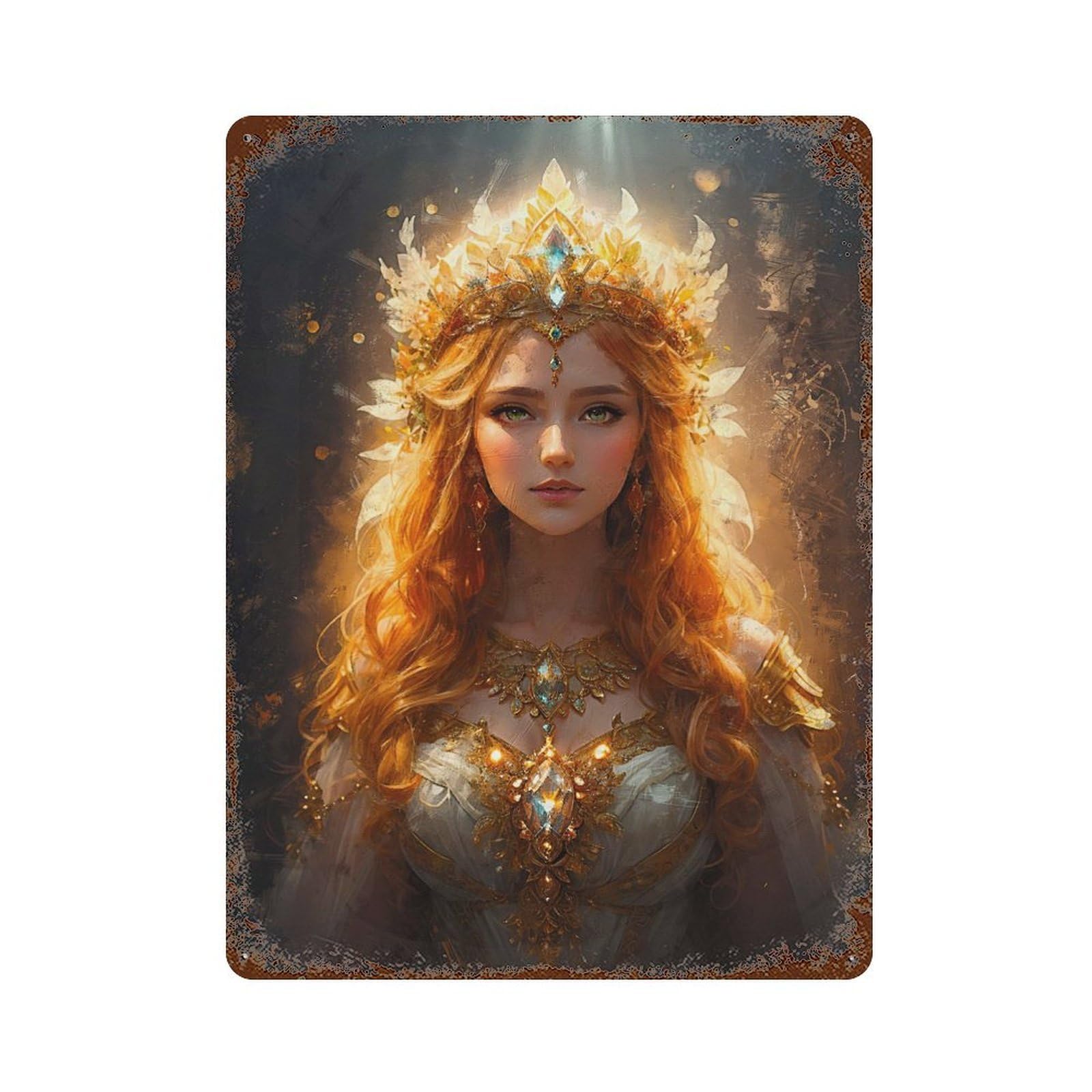 Garage Style Druid Goddess Vintage Rust Metal Sign 15.7"x11.8", Vintage Wall Decor for Bar And Workshop