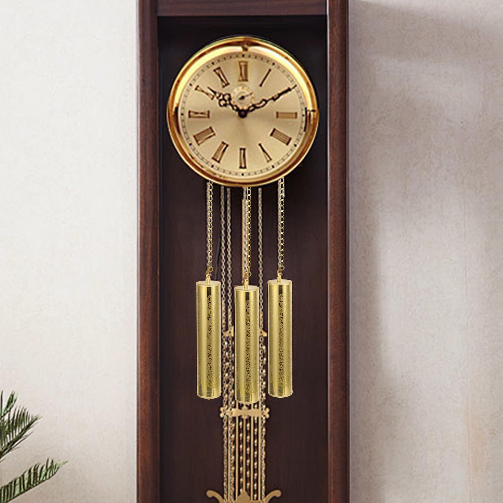 Housoutil Standuhr-Gewichte, 2 Stück Vintage-Wanduhr-Gewichte,Goldene Standuhr Dekoratives Hammer, Muster Uhrengewicht Für Wanduhr, Eisenkettengewicht Ersatz Uhrgewichtsteil