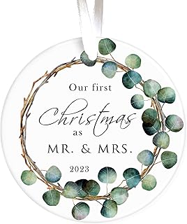 First Christmas As Mr and Mrs 2023 Christmas Keepsake Ornament, Our First Christmas Married Ceramic Wedding Keepsake, 1st Christmas as Mr and Mrs bauble, First Married Christmas Gift for Couple