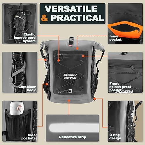 Miniatura 3 de Mochila impermeable Dry Bag 35L55L85L  Mochila de senderismo enrollable resistente para viajes, kayak, canotaje, camping, rafting y pesca